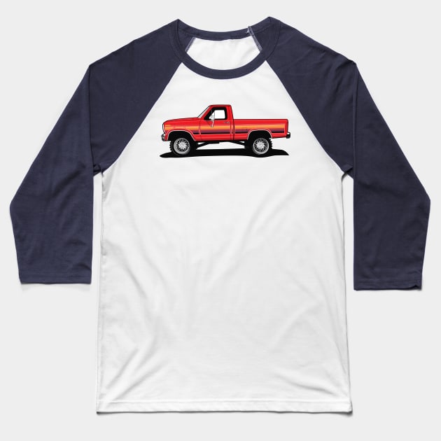 1986 Freewheeling Ford Bullnose Truck Baseball T-Shirt by RBDesigns